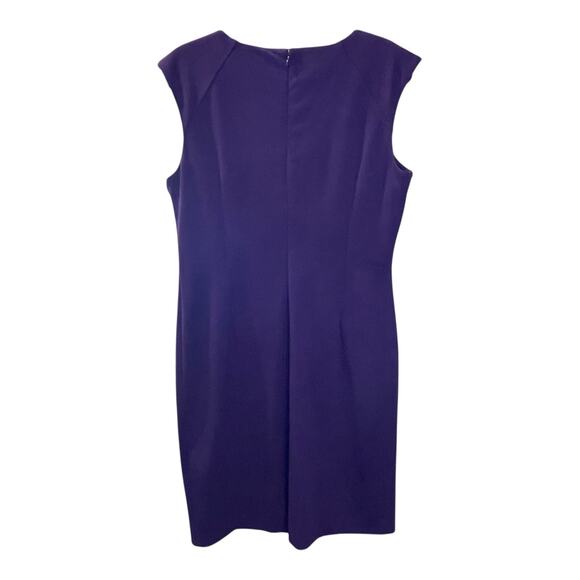 Calvin Klein Plum Hip Pleated Sheath Dress Size 14 Elegant Career & Evening Wear - Picture 3 of 8